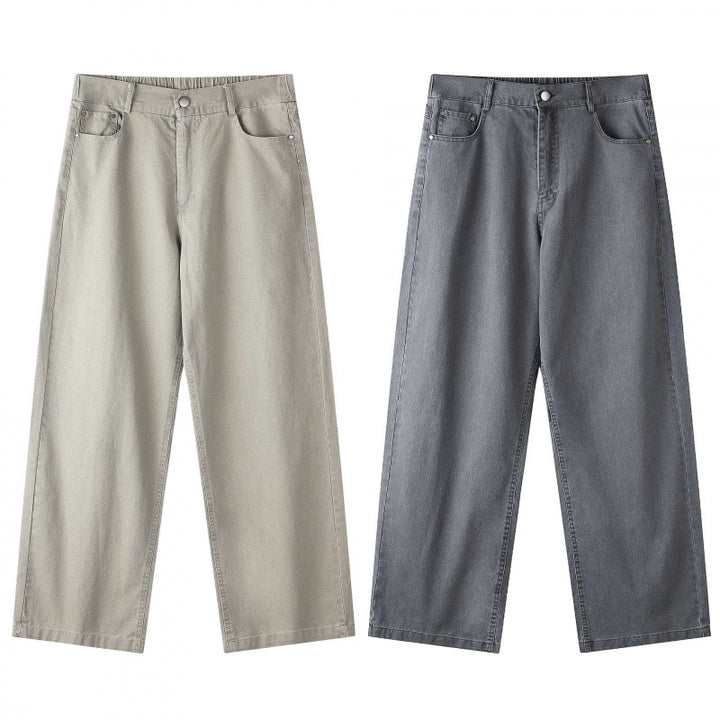 Damen Weite Highwaist-Culotte-Hose mit elastischem Bund und geradem Bein Drune