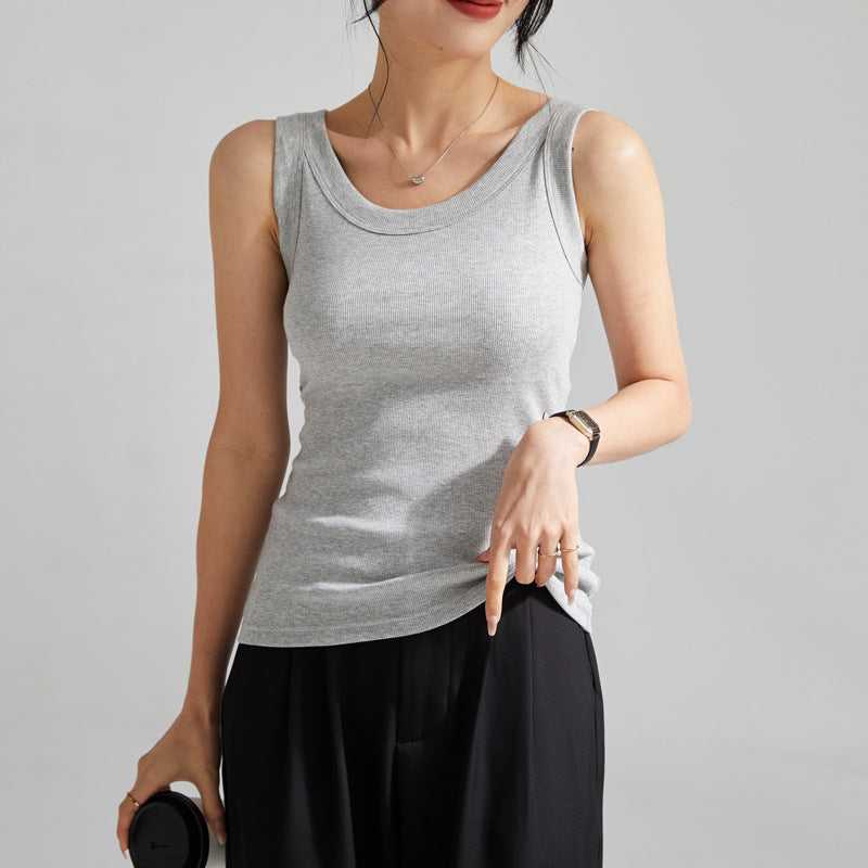 Damen Weiches Ripp-Top mit Eleganter Rundhalsausschnitt Drune