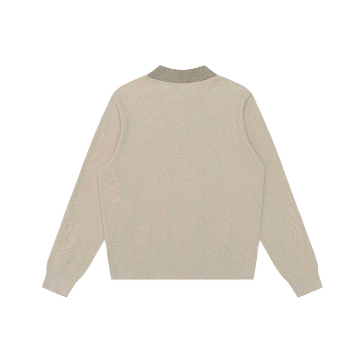Unisex Strukturierter Polokragen-Strickpullover mit Halbknopfleiste Drune