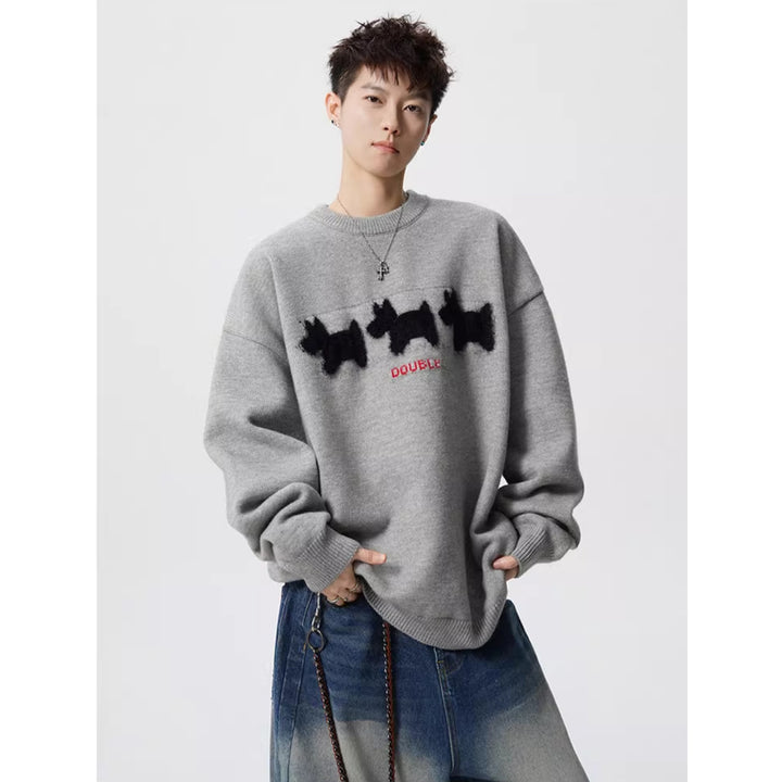 Unisex Verspielter Grobstrickpullover mit Tiermotiv Drune