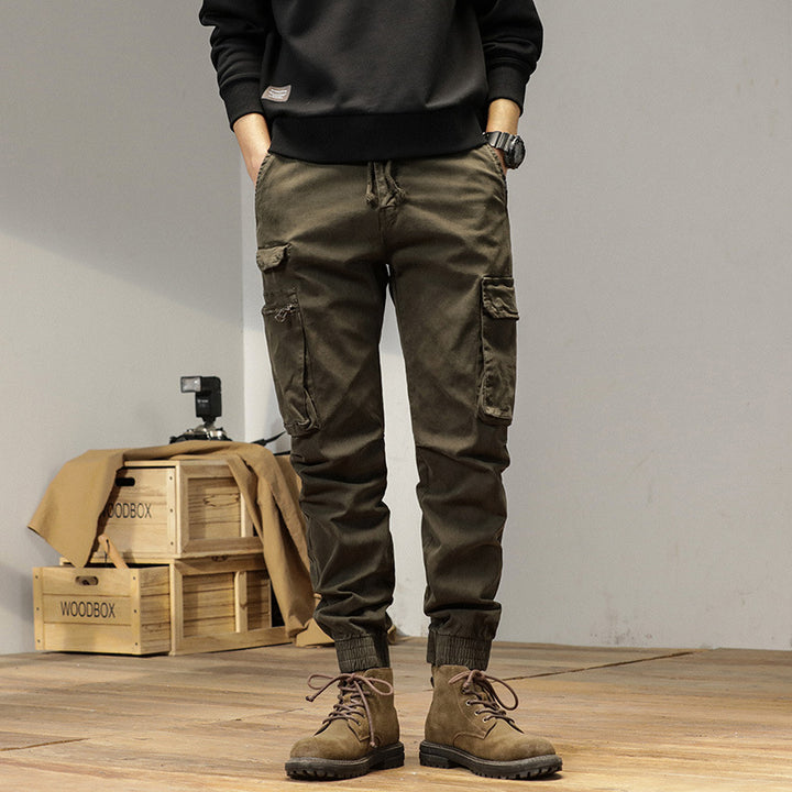 Herren Tapered-Cargo-Jogger aus robustem Canvas mit Utility-Taschen und Elastikbündchen Drune