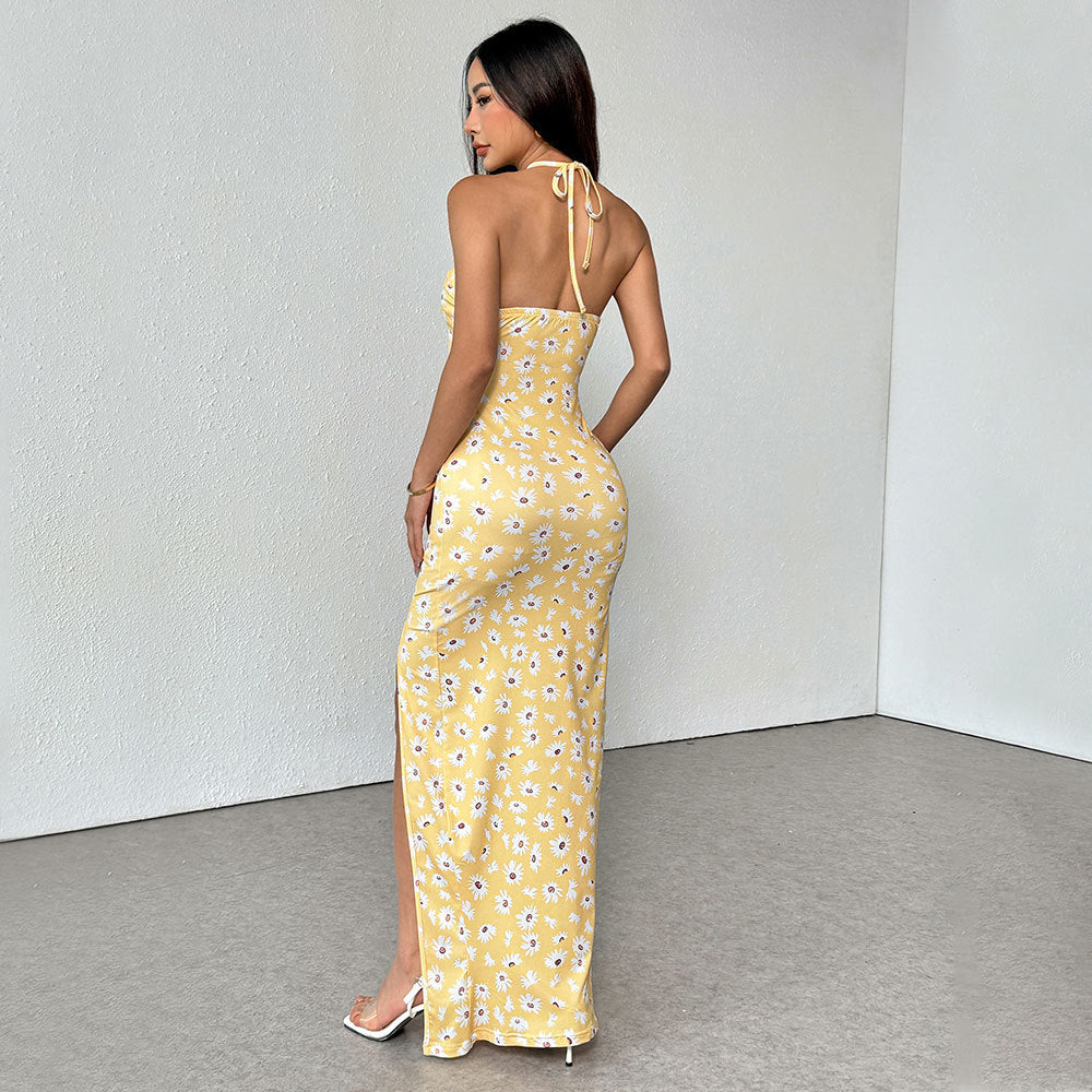 Damen Sommerliches Minikleid mit floralem Cut-Out-Detail und schmalem Bund Drune