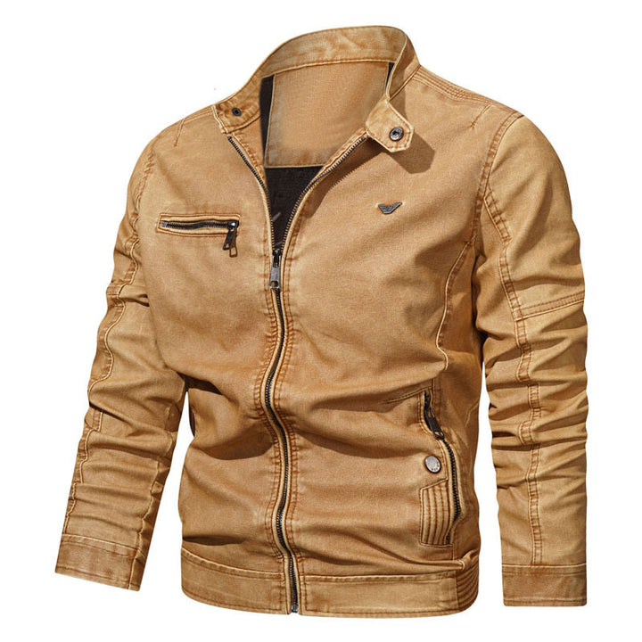 Herren Denim-Blouson im Pilotenstil mit tailliertem Schnitt, Reißverschlusstaschen und Steppdetails Drune
