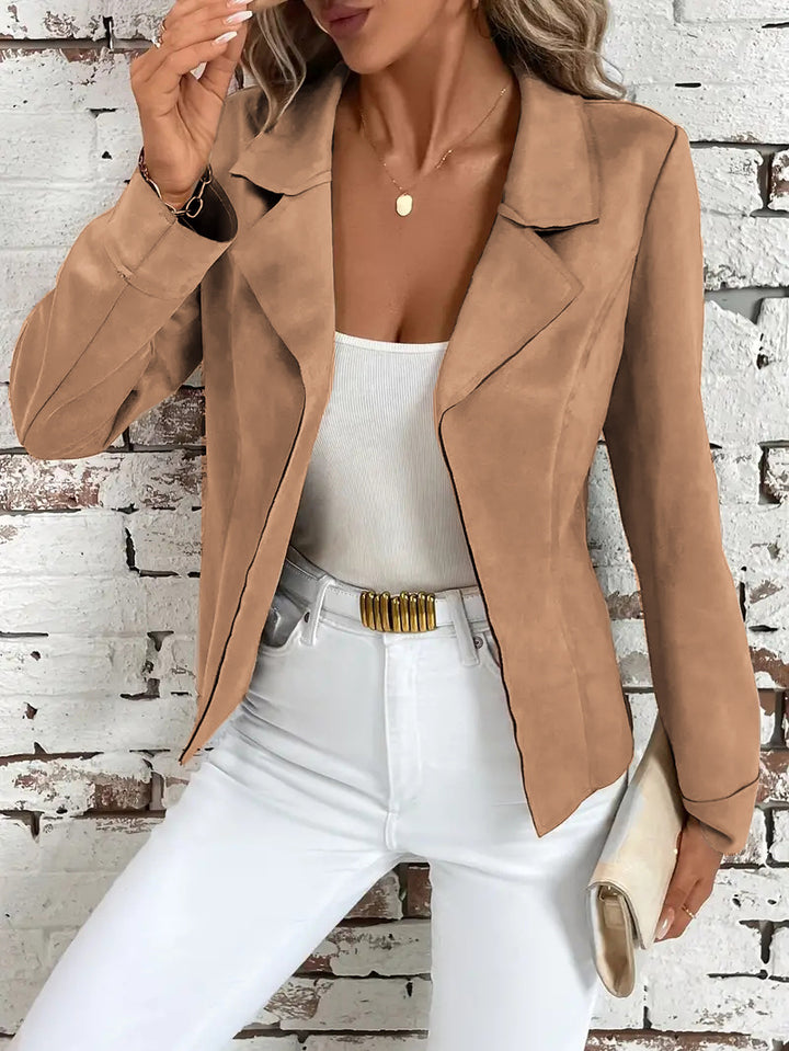 Damen elegante Wildlederjacke mit modernem Schnitt Drune