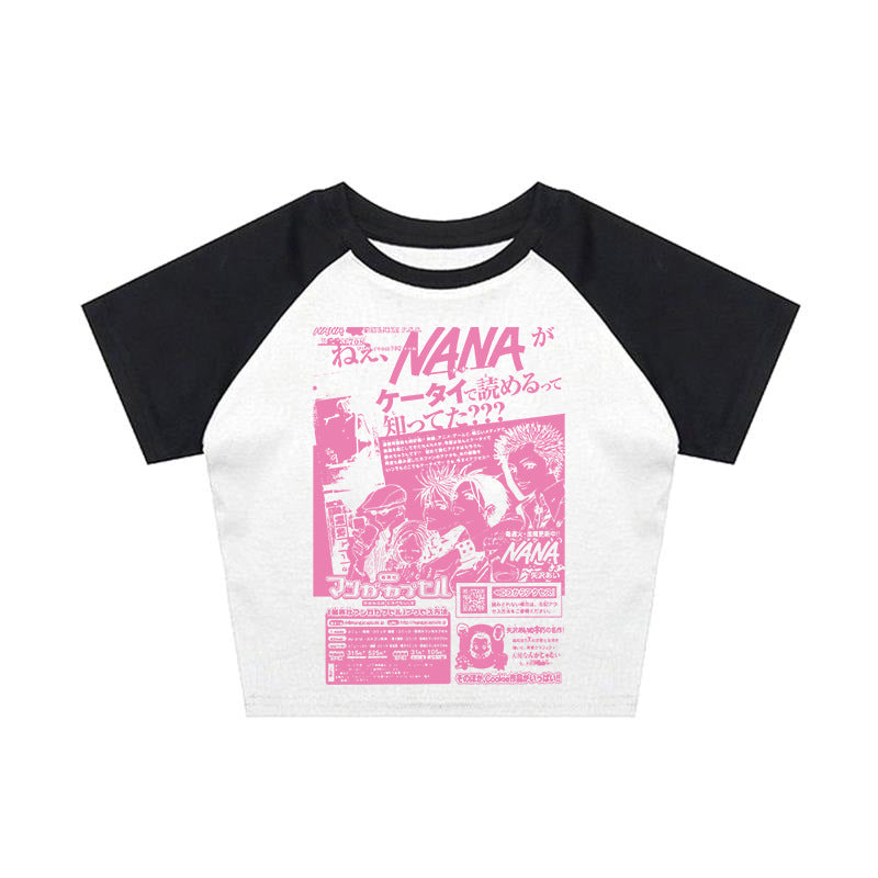 Damen Crop-Top mit kreativem grafischen Druck Drune