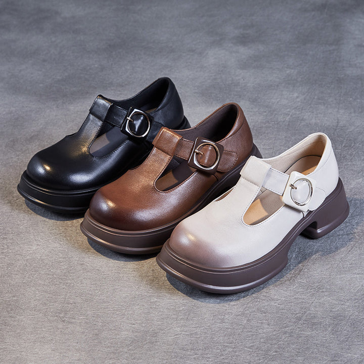 Damen Stylische Blockabsatz Mary Jane Schuhe Drune