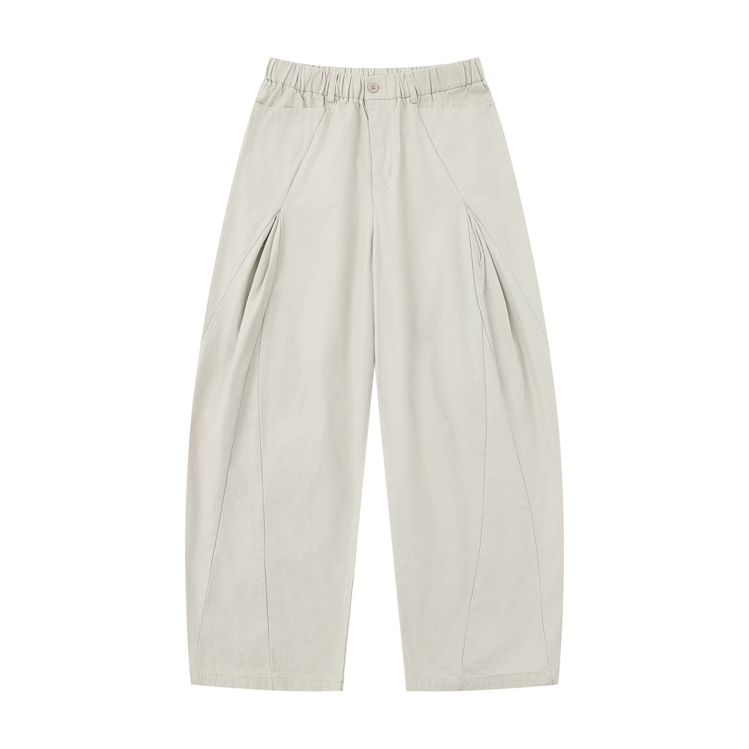 Damen Weite Culotte-Hose mit dekorativen Falten und elastischem Bund Drune