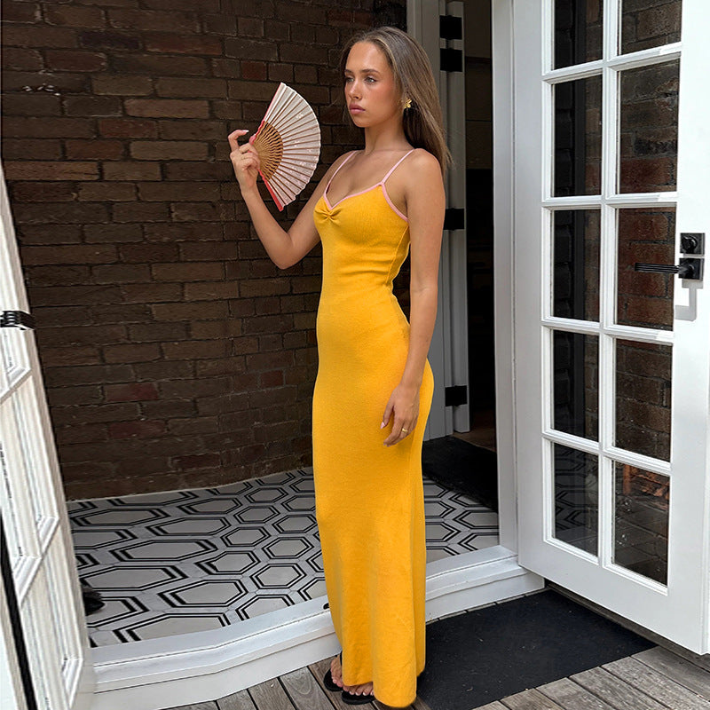 Damen Elegantes Maxikleid mit spaghettiträgern und figurbetonendem Schnitt Drune