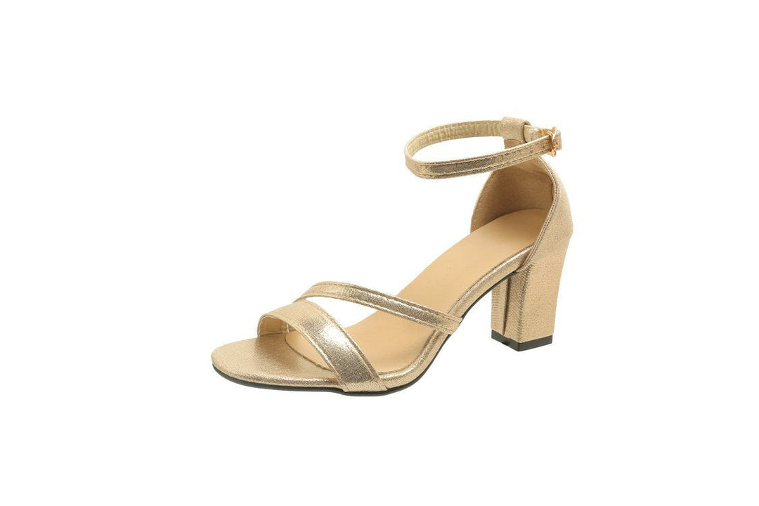 Damen elegante Sandaletten mit breiten Riemen und modischem Blockabsatz Drune