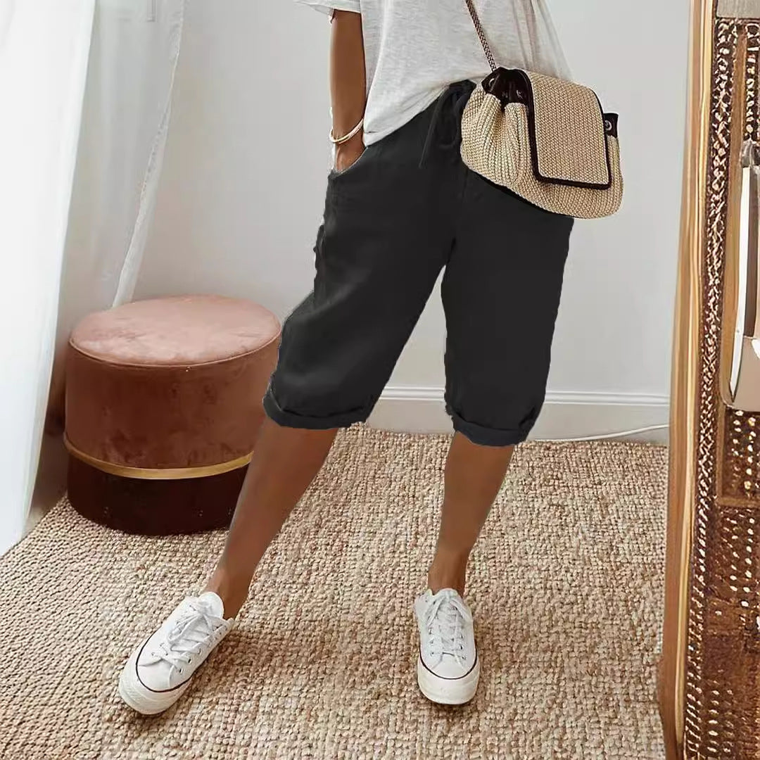 Damen Luftige Leinen Shorts Drune