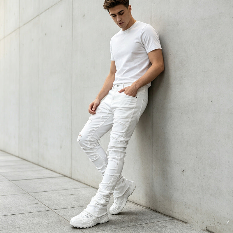 Herren Zerrissene Skinny Jeans Drune