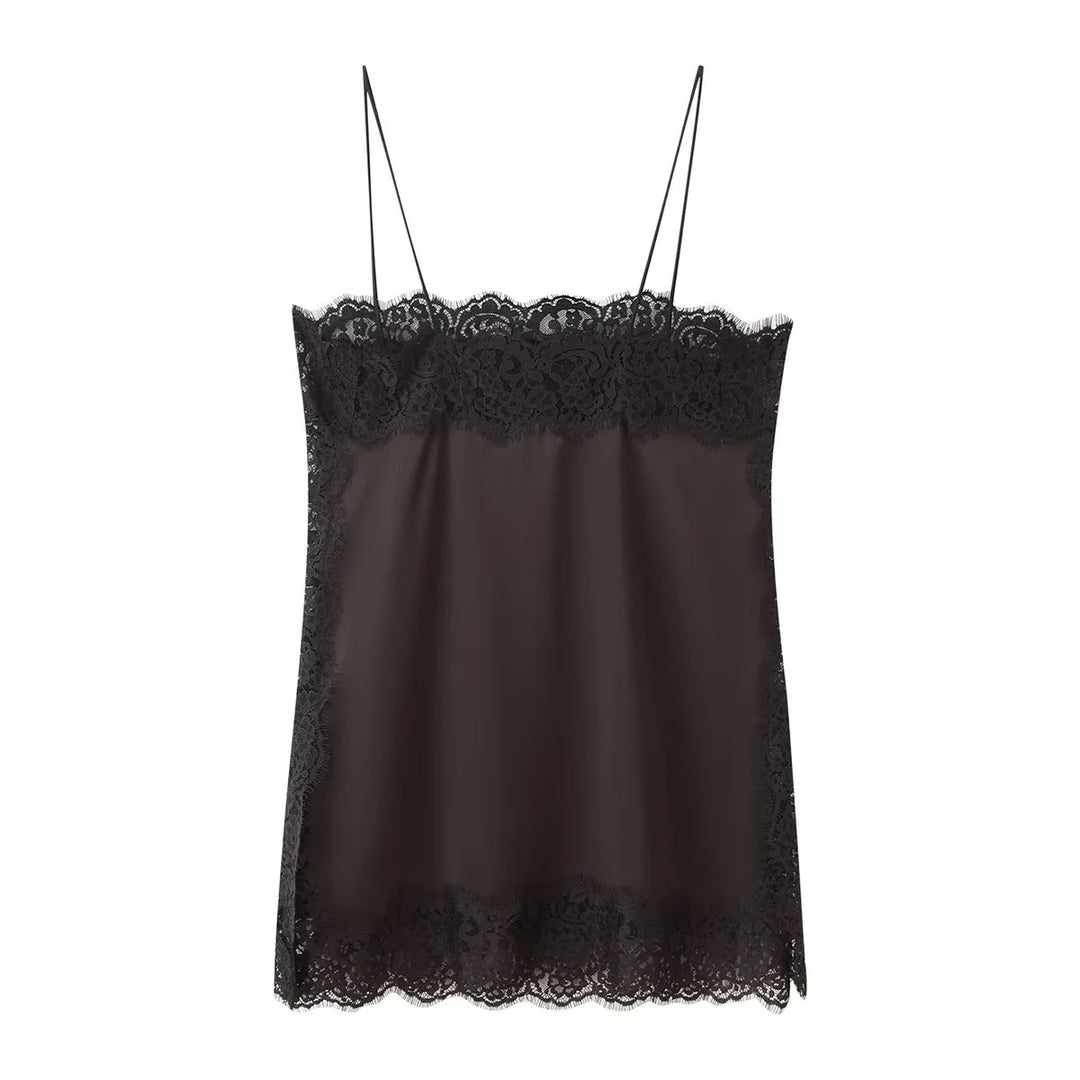 Damen elegante Satin-Hosen mit Spitzenakzenten Drune