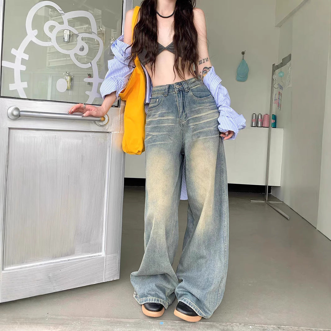 Damen Weit geschnittene Jeans mit Vintage-Effekten Drune