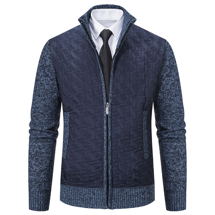 Herren elegante Hybridjacke mit Steppdesign und raffinierten Strickärmeln Drune