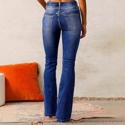 Damen Hochtaillierte Bootcut Jeans Drune