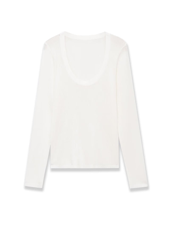 Damen Feinstrick-Pullover mit tiefem U-Ausschnitt und schmaler Silhouette Drune