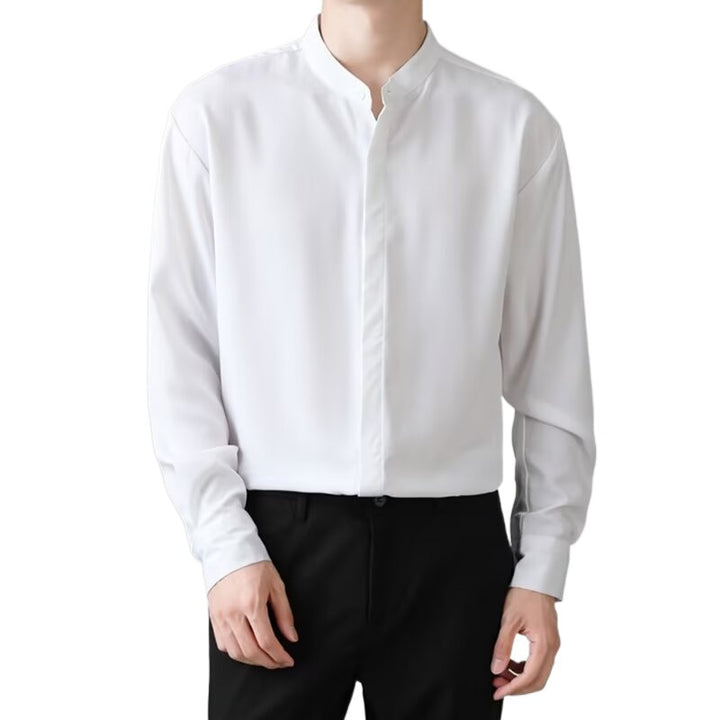 Herren Elegantes Stehkragenhemd Drune