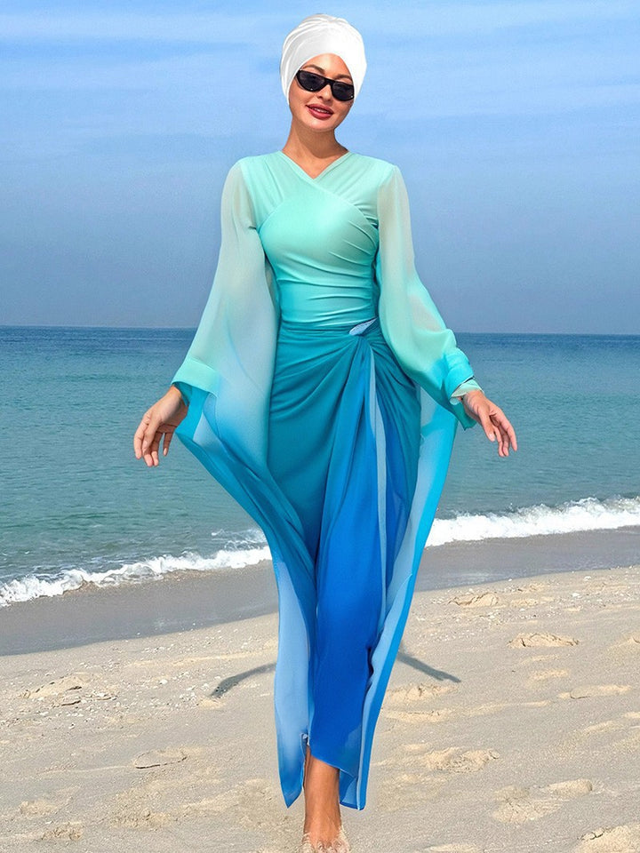 Damen Elegantes Strandkleid mit fließenden Ärmeln Drune
