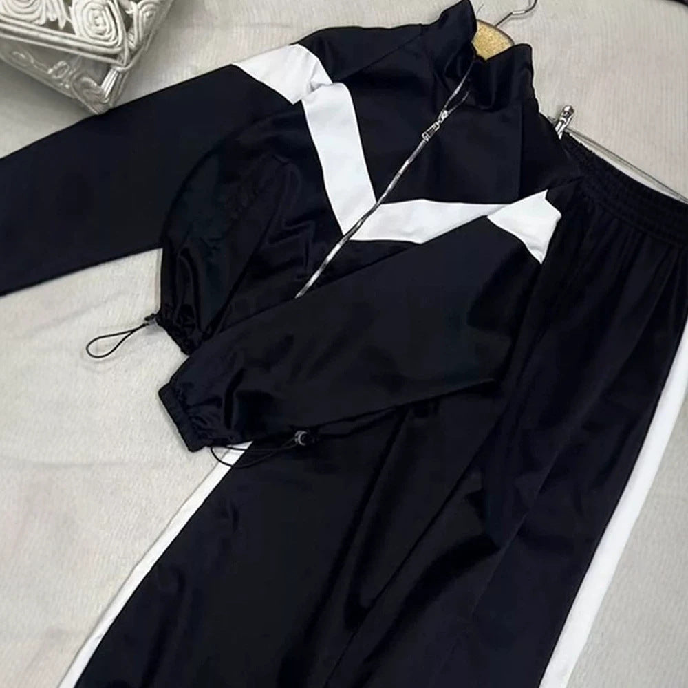 Damen Retro-Trainingsanzug mit Reißverschlussjacke und elastischer Bundhose Drune