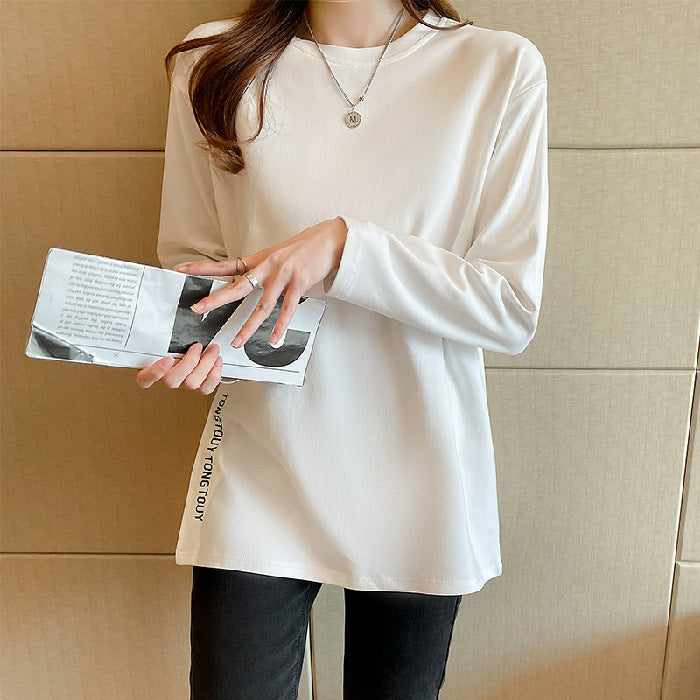 Damen lässiges Langarmshirt mit modernem Rundhalsausschnitt Drune