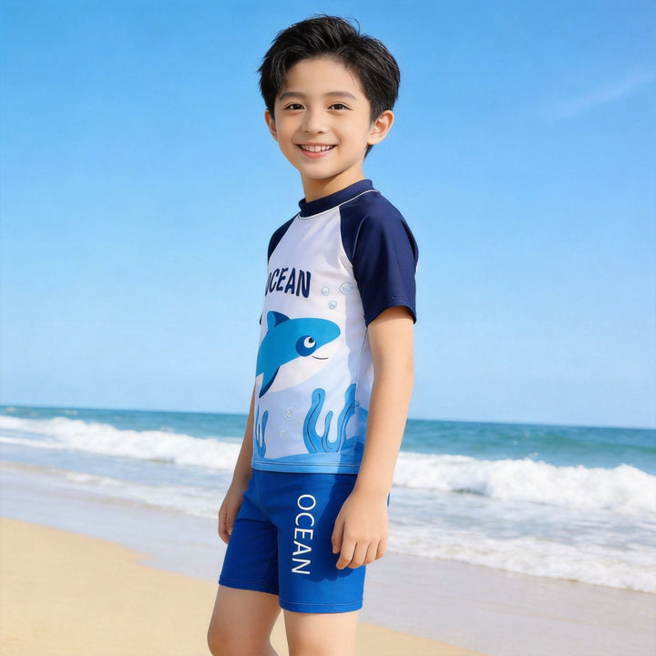 Jungen UV-Schutz Schwimmanzug mit kurzen Ärmeln Drune
