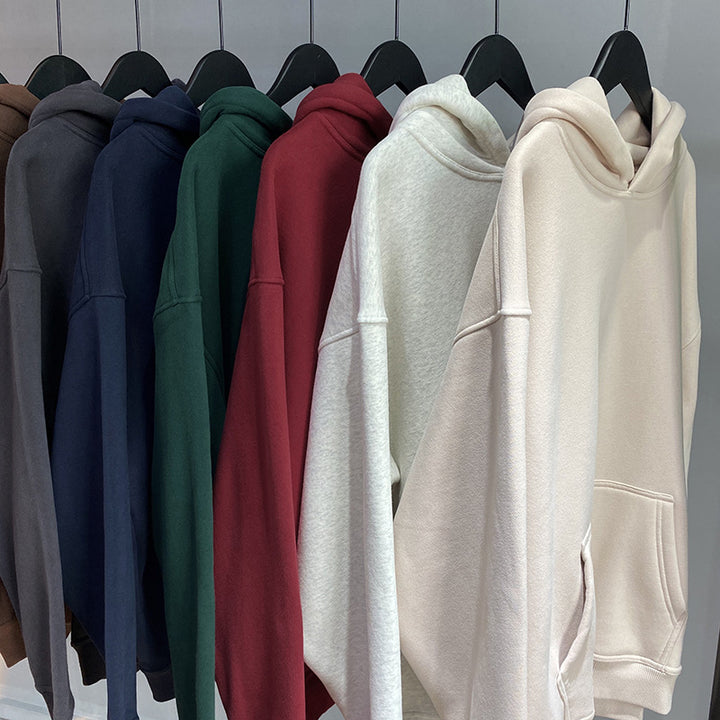 Unisex Schlichter Oversize-Kapuzenpullover mit Soft-Fleece-Innenseite und tiefer Raglannaht Drune
