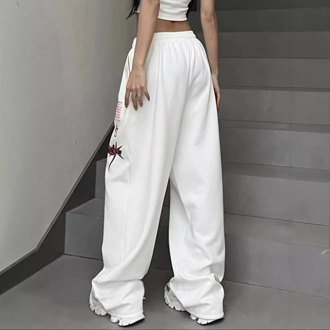 Damen lässige Weitgeschnittene Sweatpants mit grafischem Druck Drune