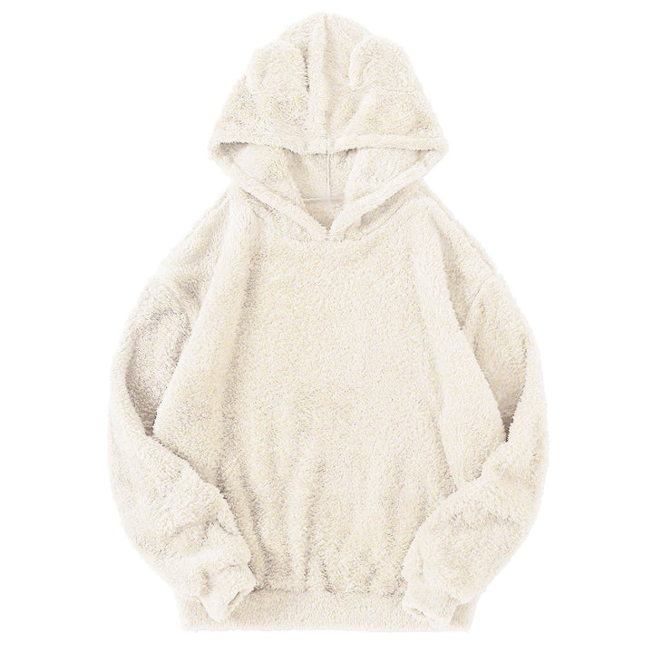 Damen nan kuscheliger Teddy-Hoodie mit Ohren, elastischem Bund und extra weichem Plüsch Drune
