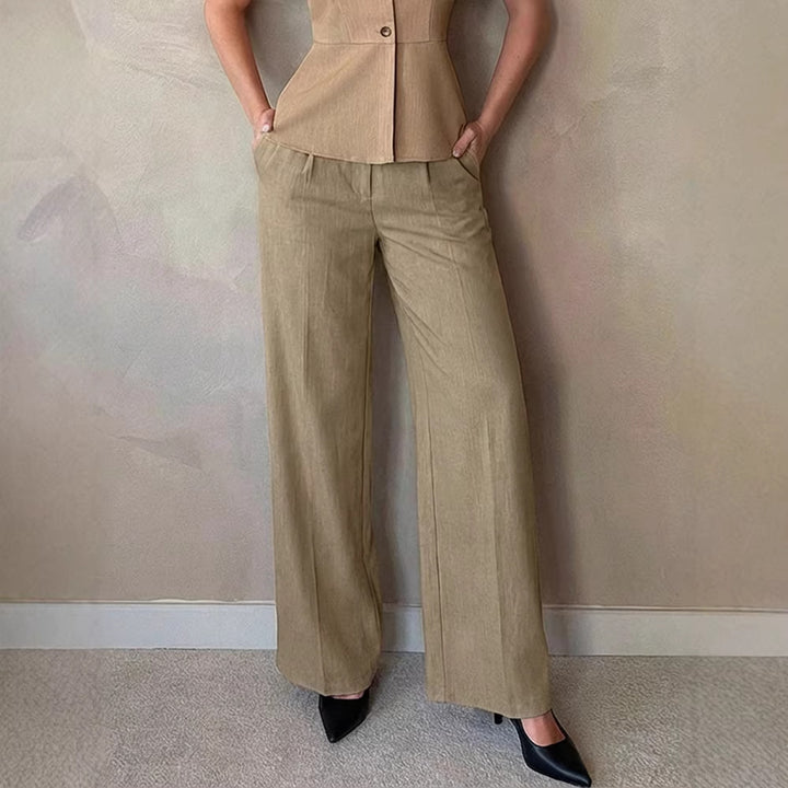 Damen Elegante Palazzo-Hose mit hohem Bund und schickem Schnitt Drune