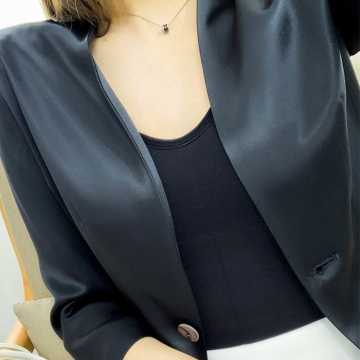Damen Elegantes, ärmelloses Blazer aus hochwertigem Satin Drune