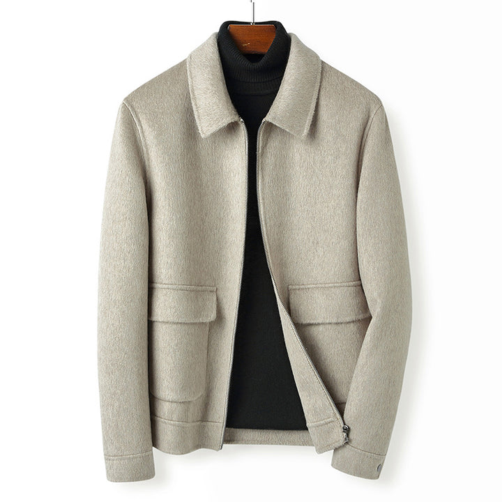 Herren Wollmix-Übergangsjacke mit Stehkragen, Reißverschluss und Pattentaschen Drune