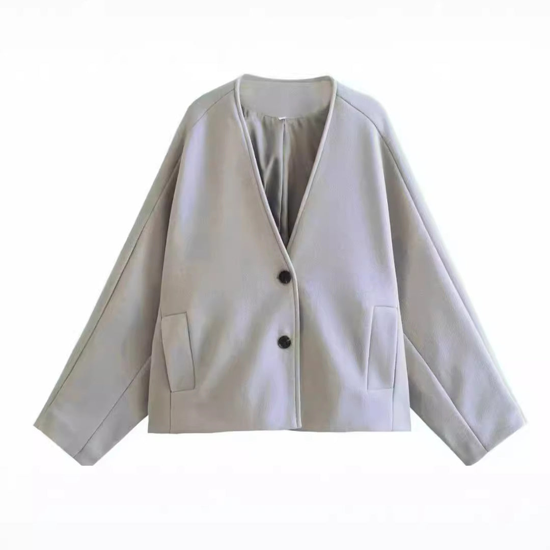 Damen Oversize‑Kurzjacke aus Wollmix mit kastiger Silhouette und Ballonärmeln Drune