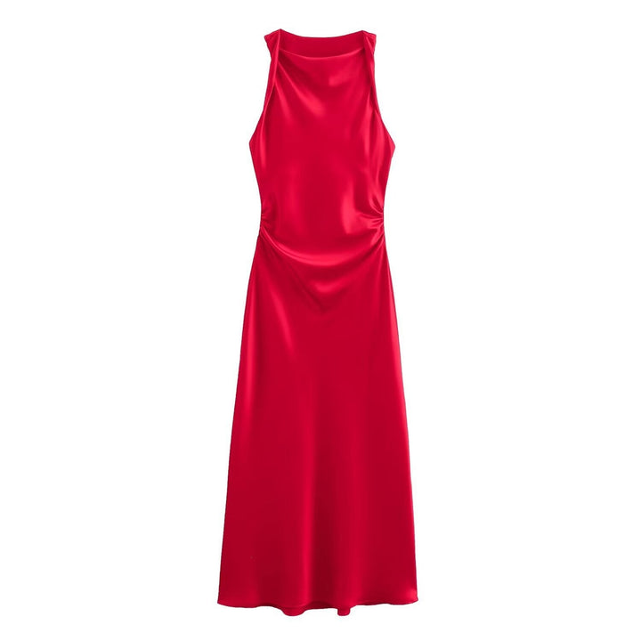 Damen elegantes Sommerkleid mit fließendem Schnitt und charmanten Rüschendetails Drune