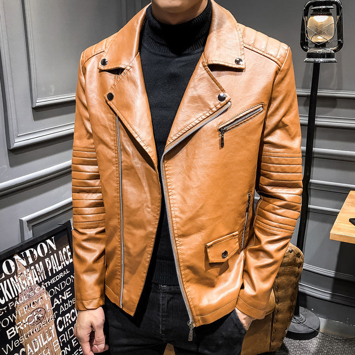 Herren Stilvolle Kunstleder-Bikerjacke Drune