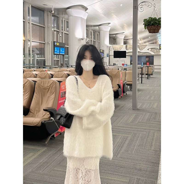 Damen Flauschige und modische Strickjacke Drune