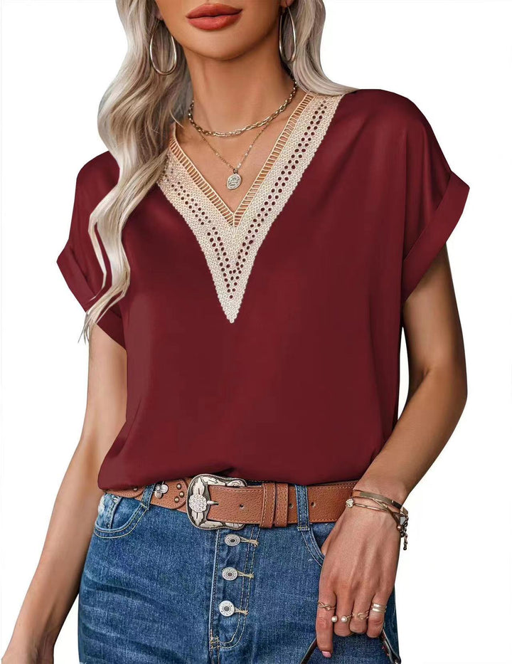 Damen Bluse mit elegantem Spitzenbesatz Drune
