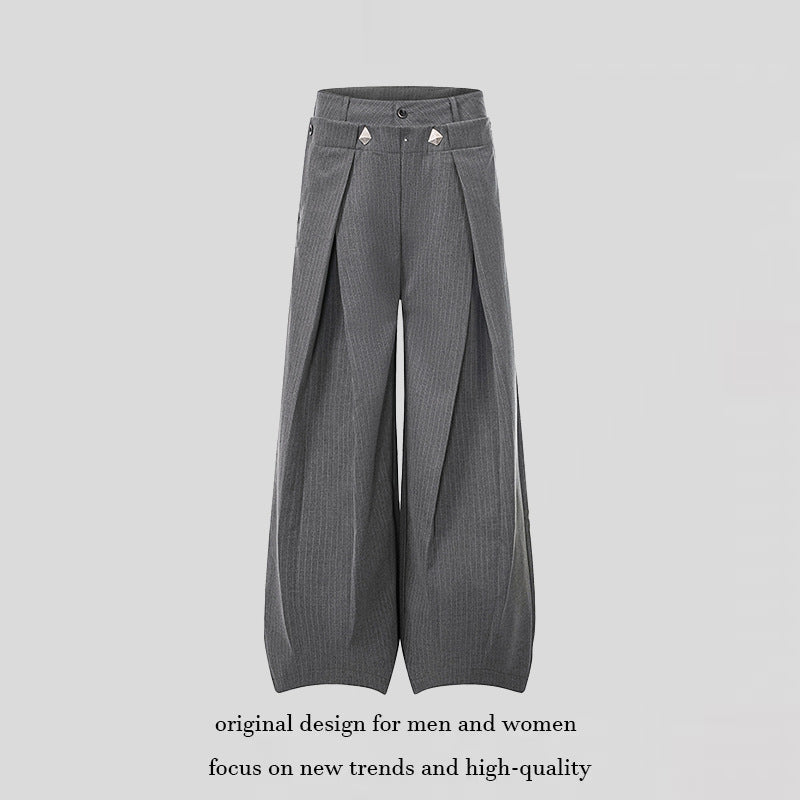 Damen Weite High-Waist Culotte-Hose mit markanter Faltenlegung und Zierknopf-Details Drune