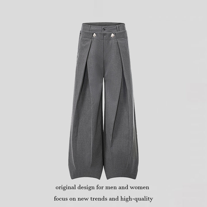 Damen Weite High-Waist Culotte-Hose mit markanter Faltenlegung und Zierknopf-Details Drune