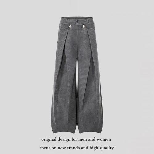 Damen Weite High-Waist Culotte-Hose mit markanter Faltenlegung und Zierknopf-Details Drune