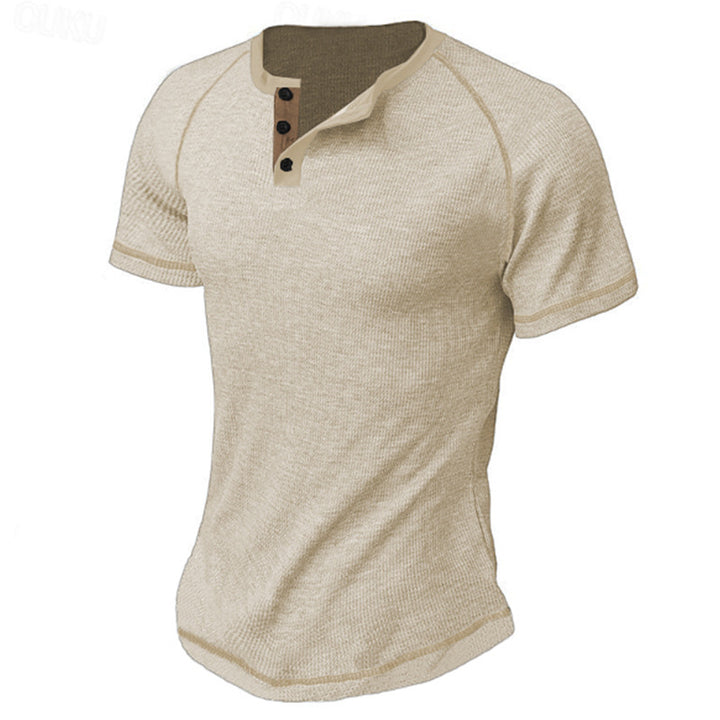 Herren kurzärmliges Henley-Shirt mit atmungsaktiver Struktur Drune