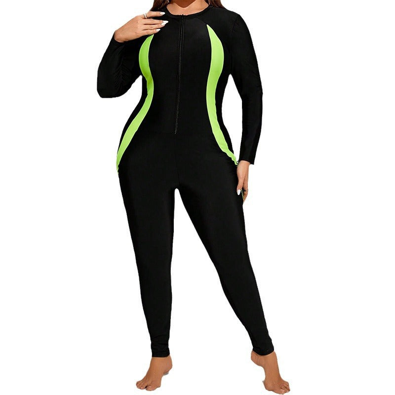 Damen Sportlicher Overall mit Reißverschluss und Kontrastnähten Drune