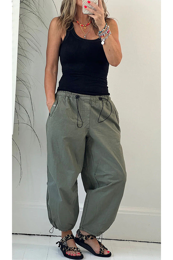 Damen lässige Bundfaltenhose aus atmungsaktivem Material Drune