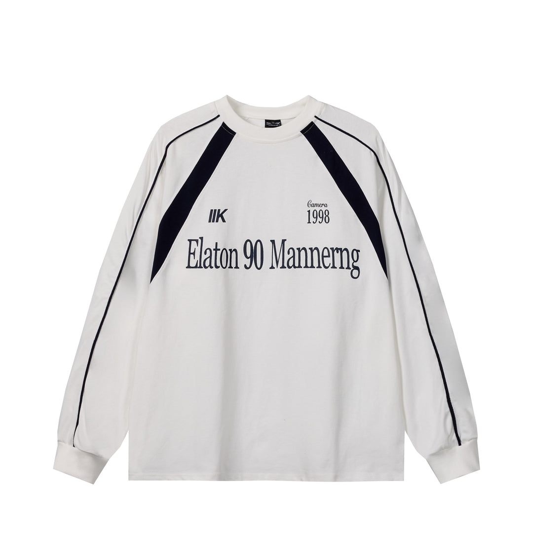 Unisex Oversize-Sweatshirt im Retro-Sportstil mit Raglanärmeln und Kontrastpaspel Drune