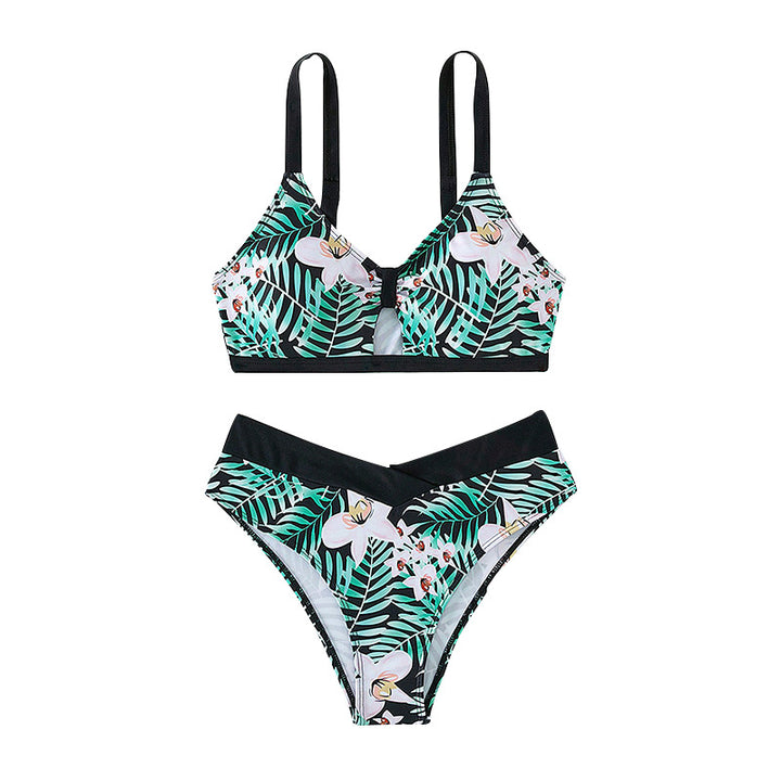 Damen Zweiteiliges Bikini-Set mit floralem Design und verstellbaren Trägern Drune