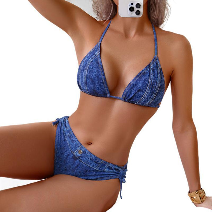 Damen Denim-Look Bikini-Set Drune