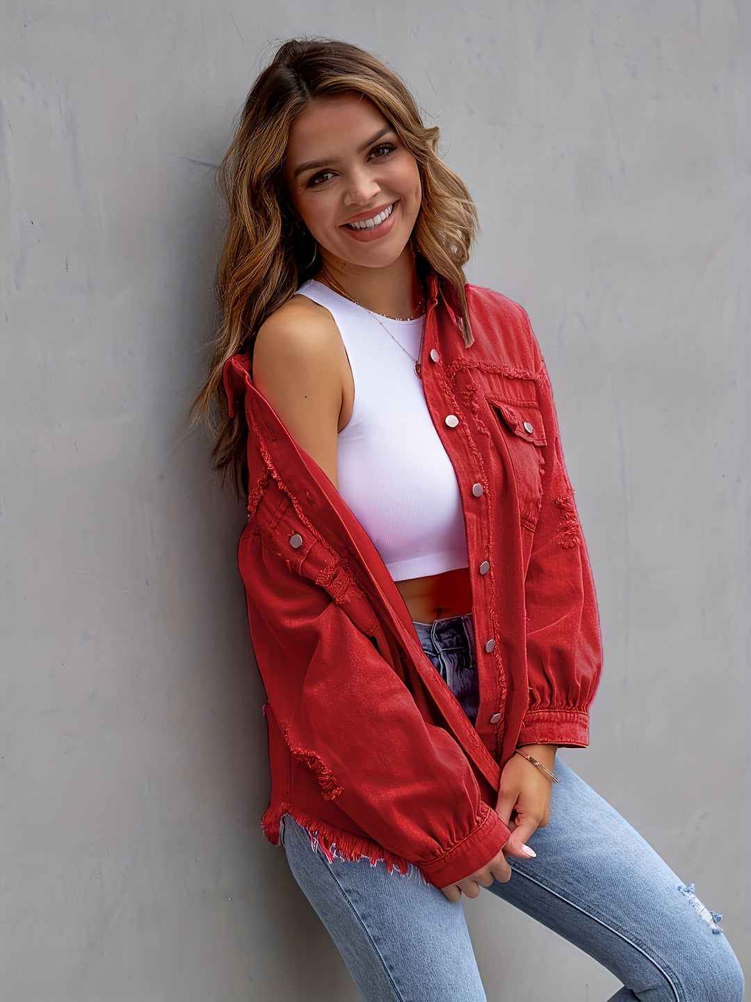 Weite Jeansjacke aus Baumwolle