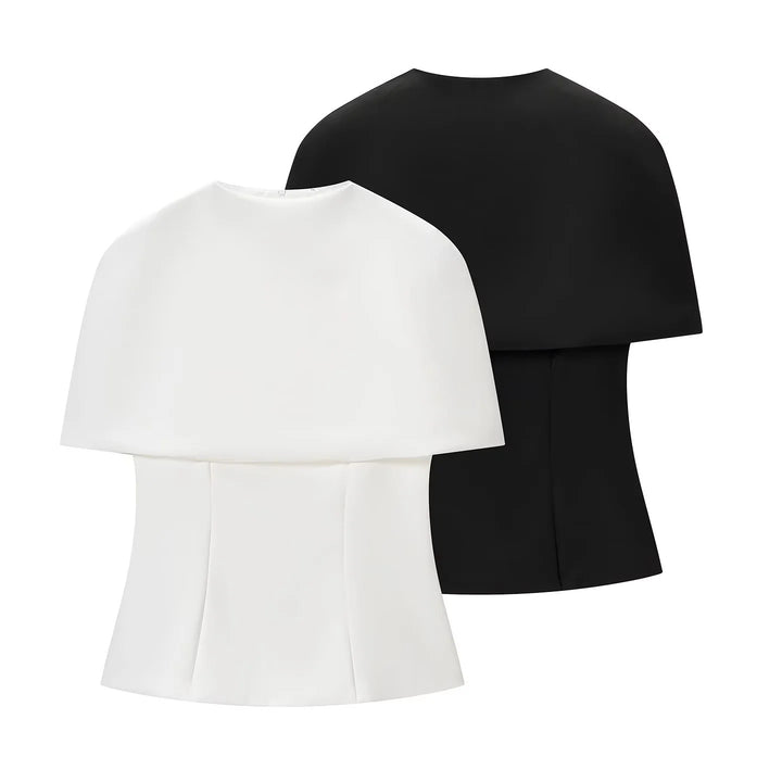 Damen nan ärmelloses Cape-Top mit tailliertem Peplum und strukturierter Crepe-Qualität Drune