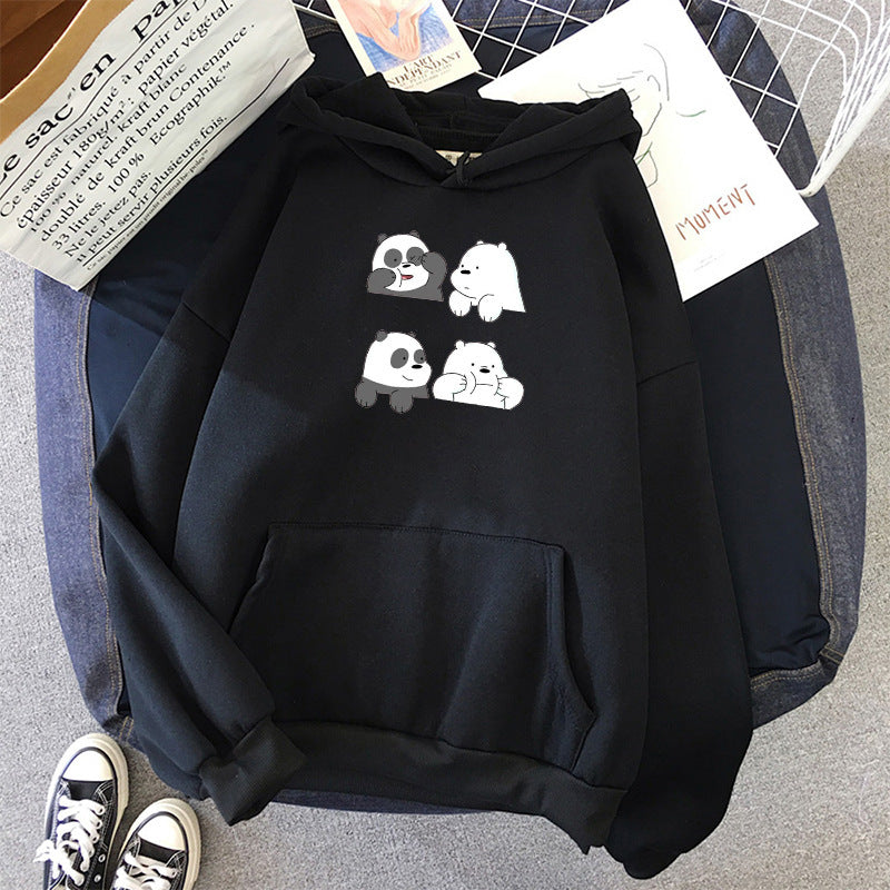 Unisex nan Kapuzenpullover mit niedlichem Comic-Tierprint, Kängurutasche und weichem Fleece-Innenfutter Drune