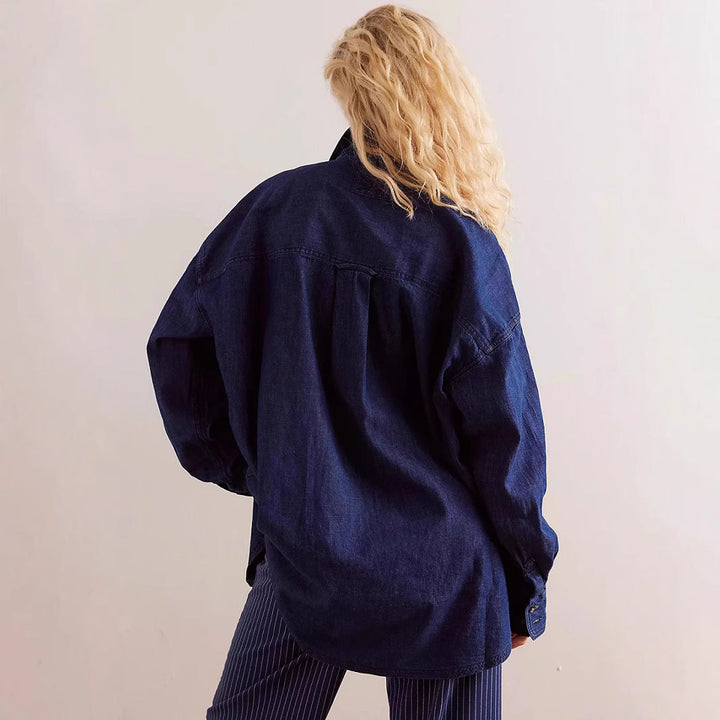 Damen Oversized Jeanshemd mit aufgesetzten Taschen Drune