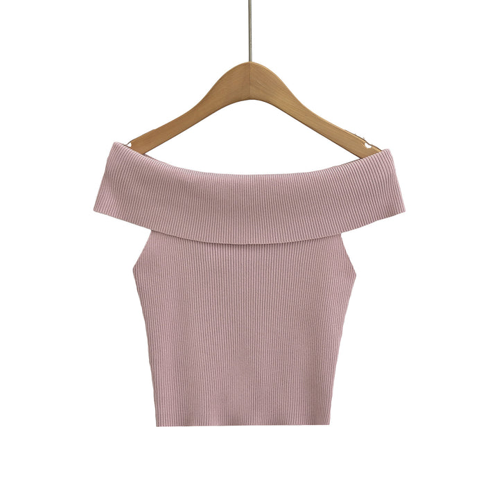 Damen Off-Shoulder Top mit breitem Kragen und strukturiertem Rippdesign Drune